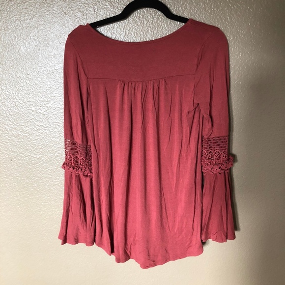 Lapis Rust Colored Bell Sleeve Top - Picture 4 of 5